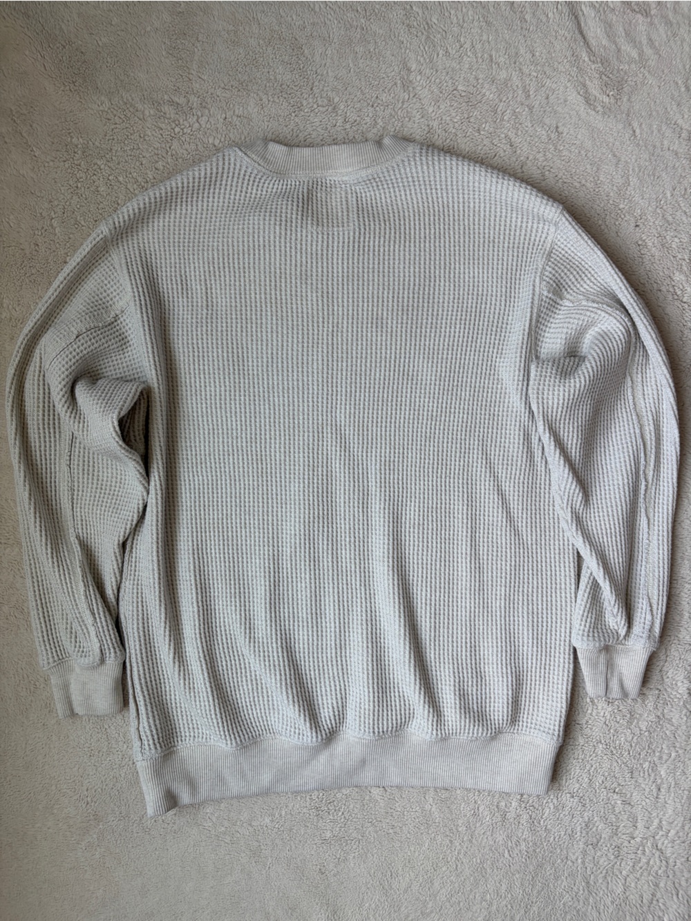 Aerie Waffle Knit Crewneck Pullover Loungewear Top- Cream Women Size Small - Picture 2 of 9